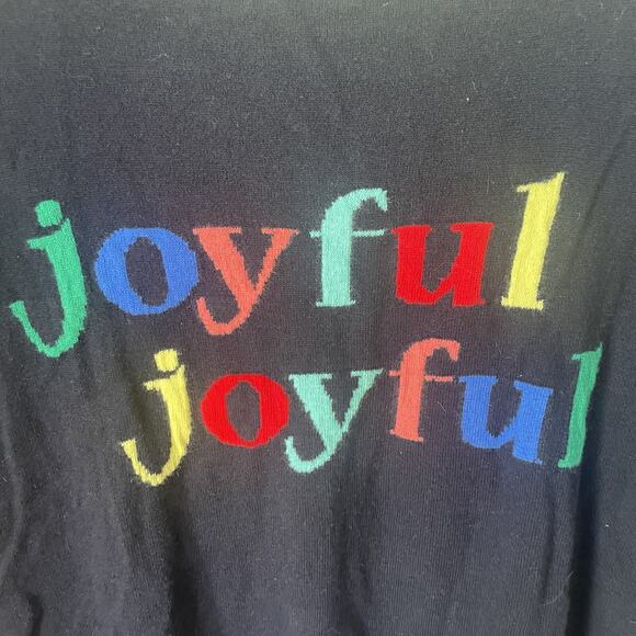 Talbots Sweater Womens Size Medium Navy Lambs Wool Blend Pullover Joyful - Picture 2 of 5